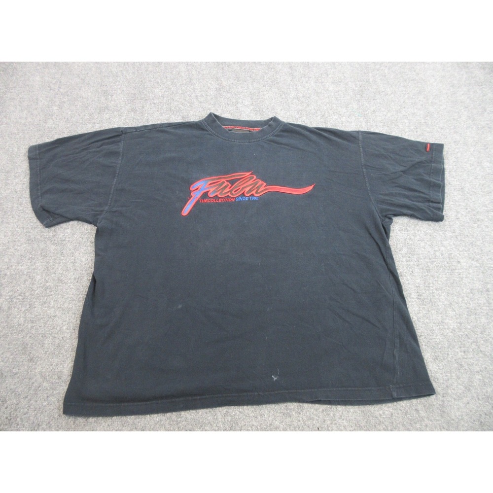 FUBU Shirt Mens 2XL Black Script Logo Graphic Tee The Collection 1992 Streetwear